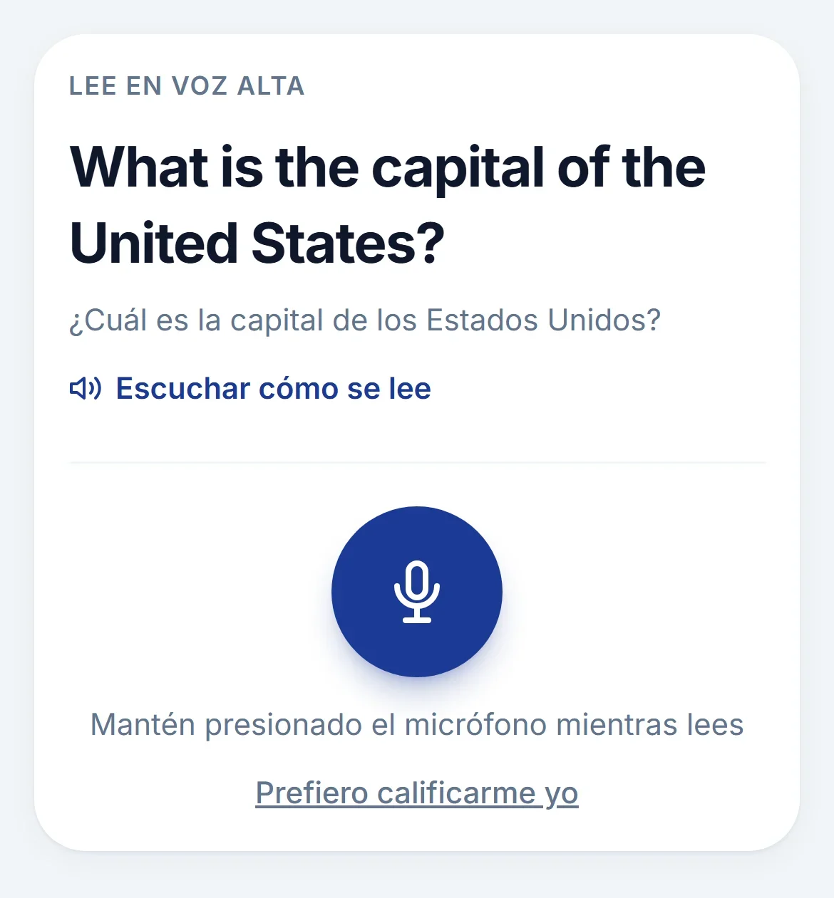 Práctica de lectura en voz alta con micrófono